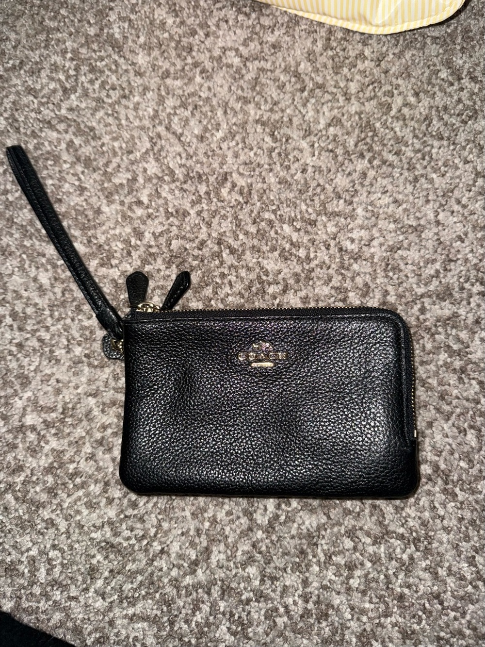Coach Black Pebbled Leather Wristlet Wallet